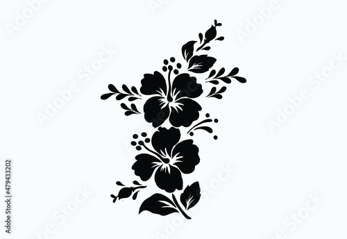 Isolated flower. Detailed line sketch. Alternative black and white floral detail