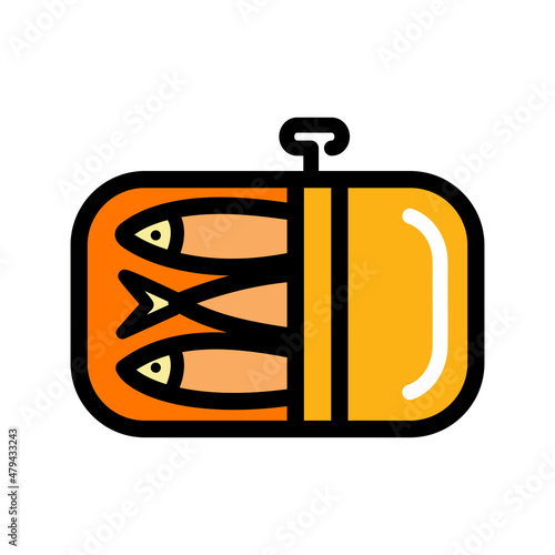 Canned sardines fish simple icon