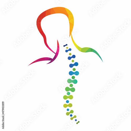 Chiropractic Logo Design Vector illustration. Human backbone Pain Logo. Spine care logo.