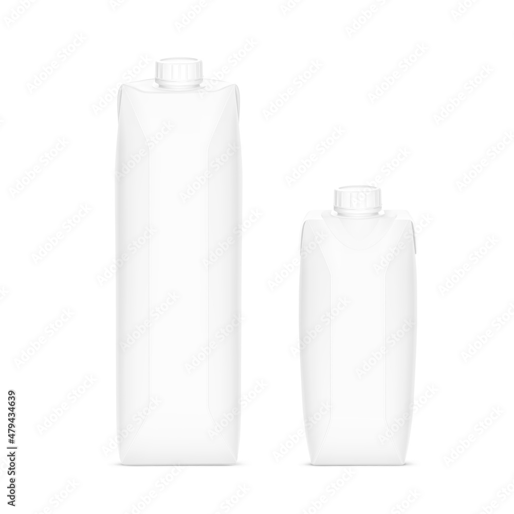 Juice carton box mockup with a screw cap. Vector illustration isolated on white background, ready and simple to use for your design. EPS10. Juice carton box mockup with a screw cap. Vector illustration isolated on white background, ready and simple to use for your design. EPS10.
