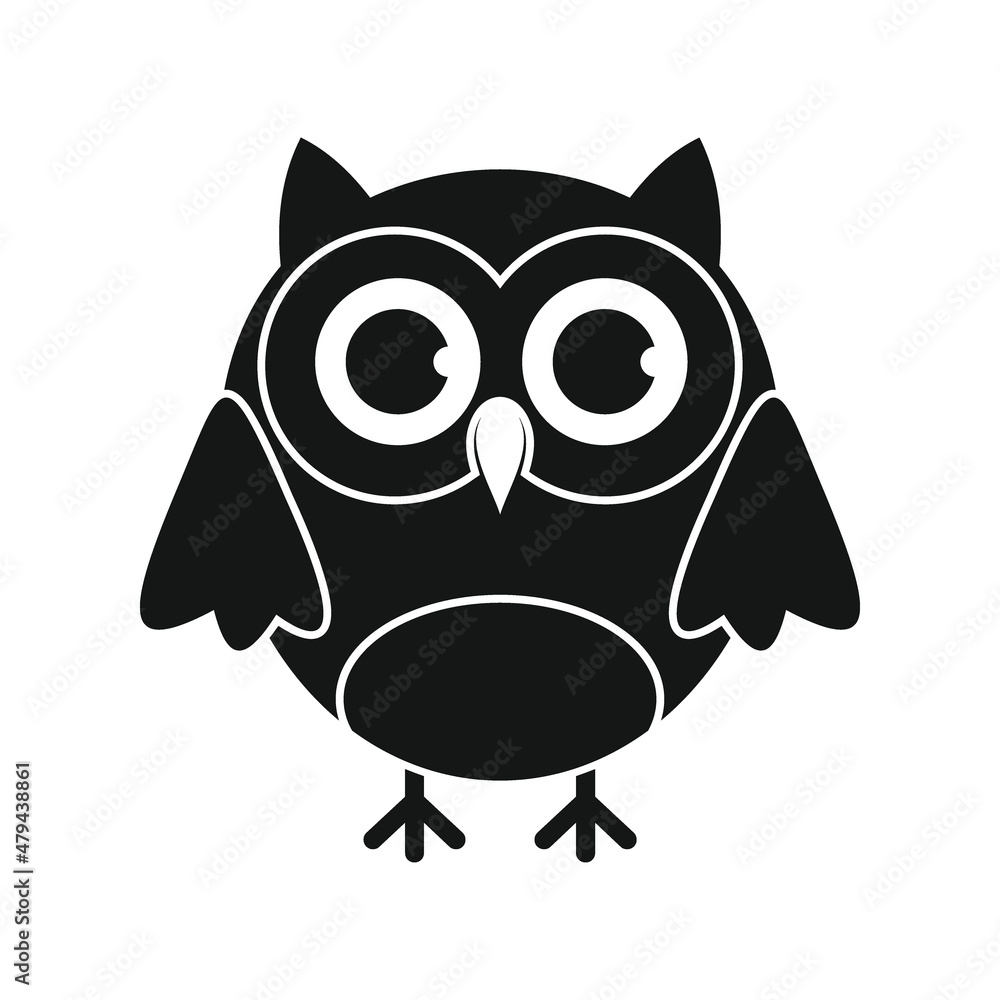 Scientist owl black simple silhouette vector icon Scientist owl black simple silhouette vector icon