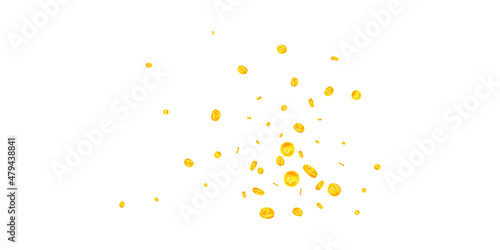 Russian ruble coins falling. Flawless scattered RUB coins. Russia money. Incredible jackpot, wealth or success concept. Vector illustration.