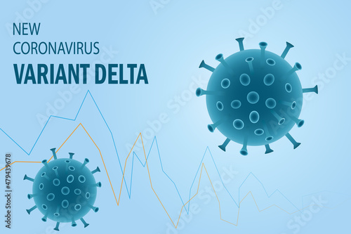 covid-19 is a new variant of the delta coronavirus epidemic mutation. New delta virus. Vector illustration