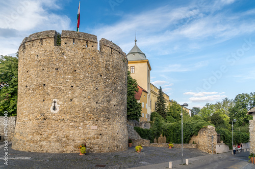 Carta da parati Summer view of the barbakan of Pecs, medieval circular defensive gate tower with