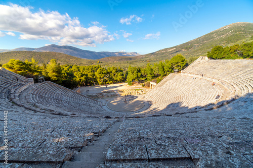 The ancient Theater at Epidaurus a 4th century BC Greek site, part of the Asklepieion, a healing center in ancient Greece. photo