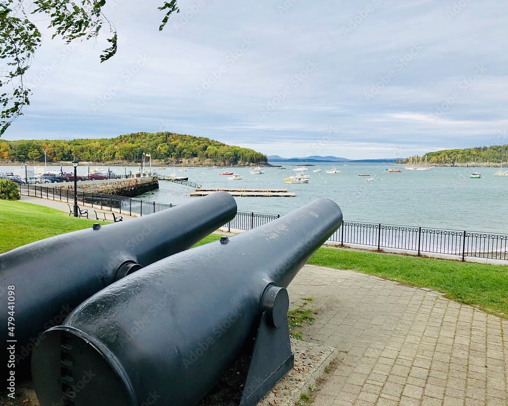 Beautiful harbor place in Bar Harbor, Maine, New England, USA. Bar Harbor is an attractive tourist town, as #5 in best small towns to visit in the USA. It is the gateway to Acadia National Park.