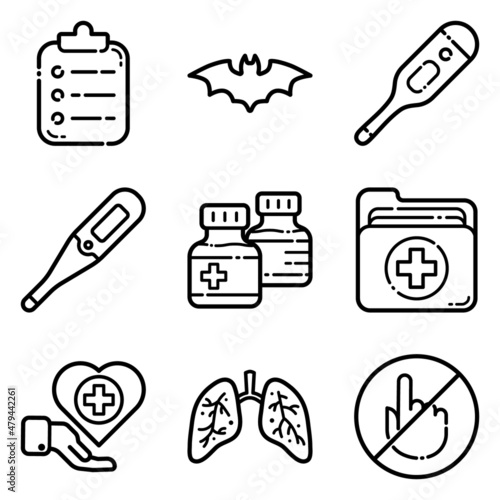 Virus Flat Icon Set Isolated On White Background