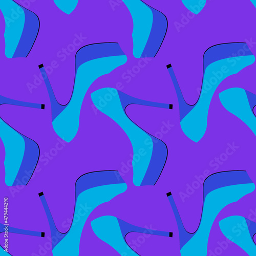 Illustration Seamless pattern on a square background - beautiful shoes on a high platform and thin heels. Design