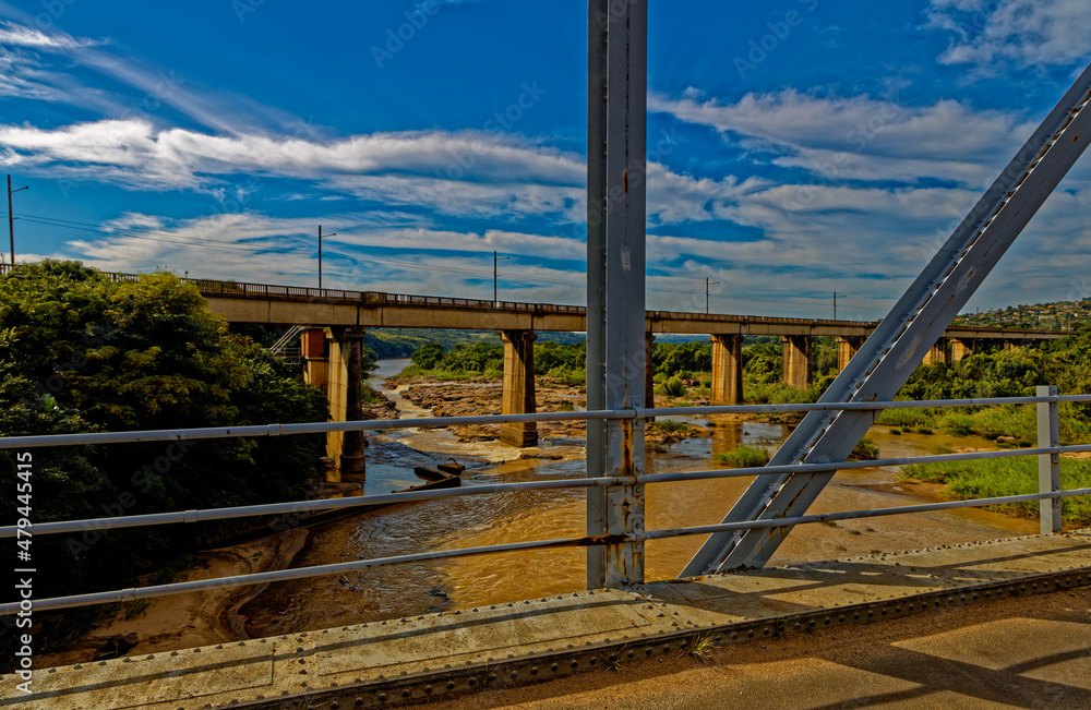 View of railway bridge from old steel bridge View of railway bridge from old steel bridge