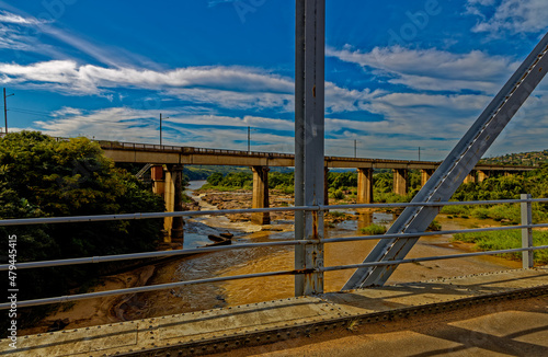 View of railway bridge from old steel bridge