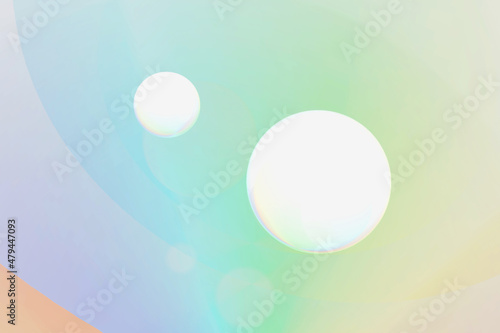 Abstract rainbow gradient background with bright spheres - 3d illustration