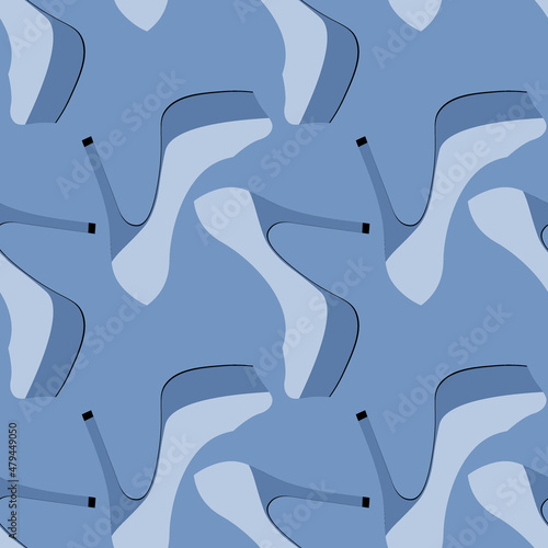 Illustration Seamless pattern on a square background - beautiful shoes on a high platform and thin heels. Design