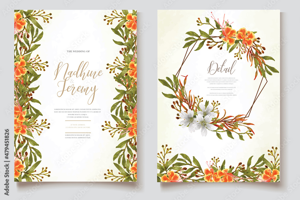 Fototapeta premium wedding invitation card watercolor vector