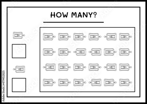 How many Lantern, game for children. Vector illustration, printable worksheet