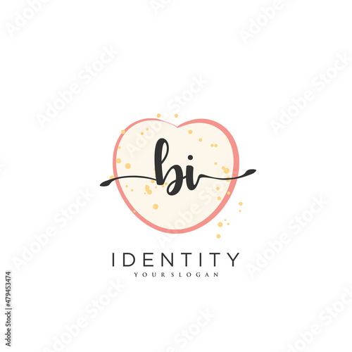 BI Handwriting logo vector of initial signature, wedding, fashion, jewerly, boutique, floral and botanical with creative template for any company or business.
