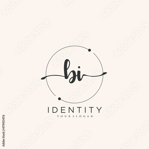BI Handwriting logo vector of initial signature, wedding, fashion, jewerly, boutique, floral and botanical with creative template for any company or business.