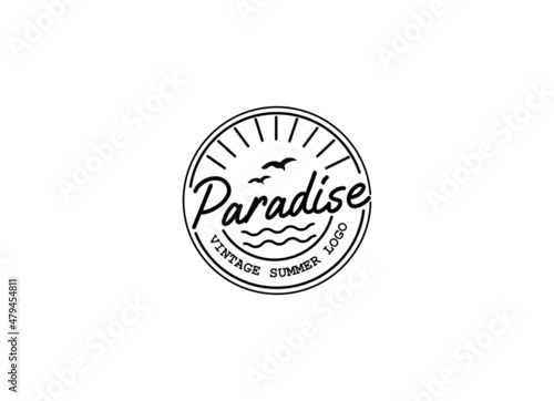 Adventure in Paradise Island Logo Vector Illustration photo