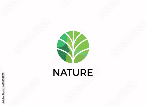 Bilde på lerret Nature Circle Minimalist Logo Vector Illustration.
