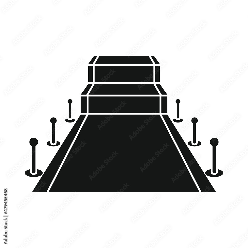 Vector carpet podium black simple icon isolated on white Vector carpet podium black simple icon isolated on white
