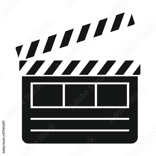Vector clapperboard black simple icon isolated on white