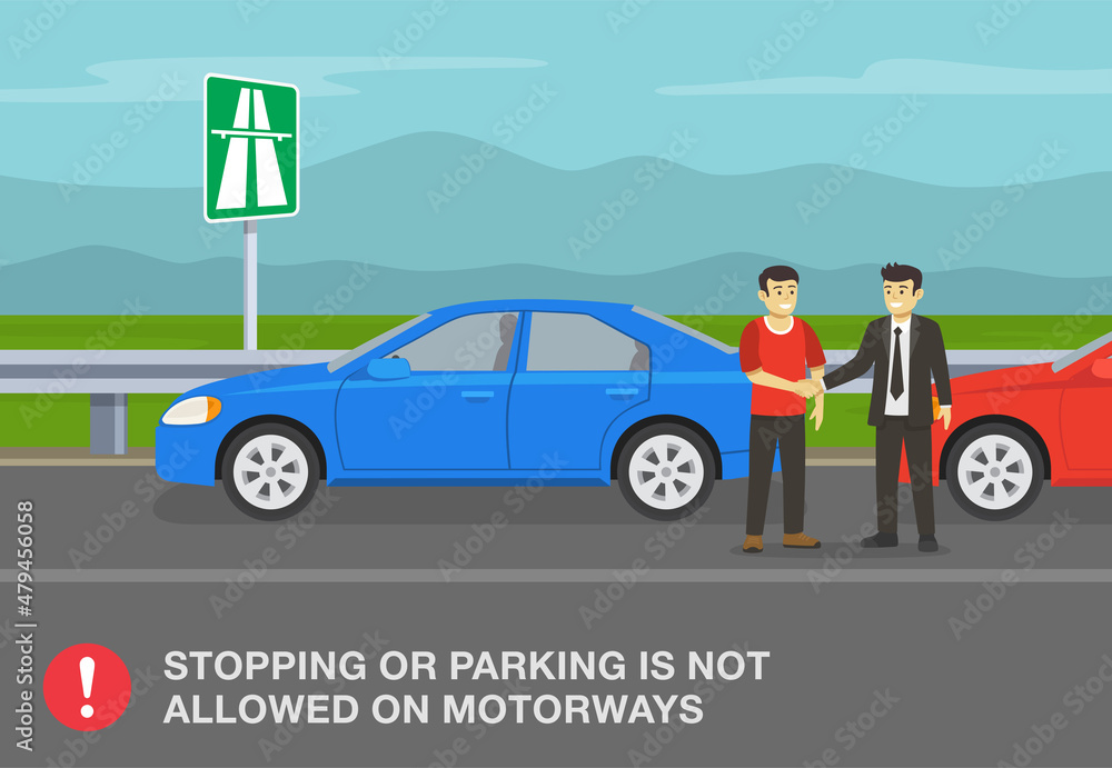 Traffic rules on highway, speedway, motorway. Stopping, parking a