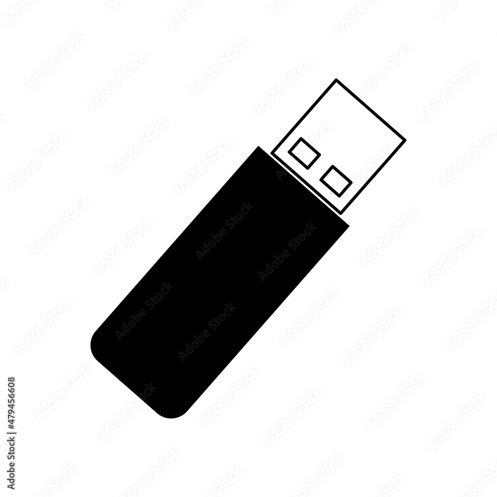 Usb flash drive icon. Data storage. Black silhouette. Technology background. Line art. Vector illustration. Stock image. Usb flash drive icon. Data storage. Black silhouette. Technology background. Line art. Vector illustration. Stock image.