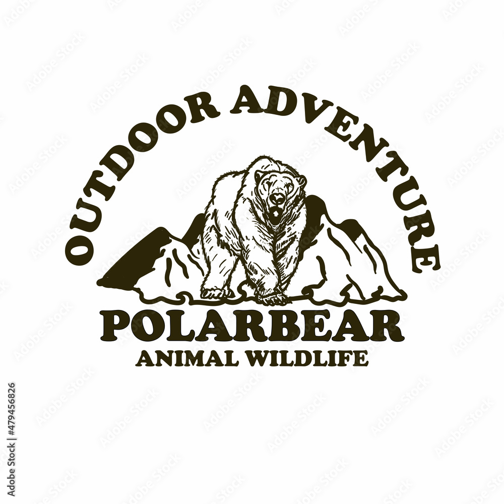 polar bear hand drawn design logo vector polar bear hand drawn design logo vector
