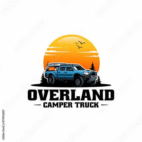 off road pick up camper truck logo vector