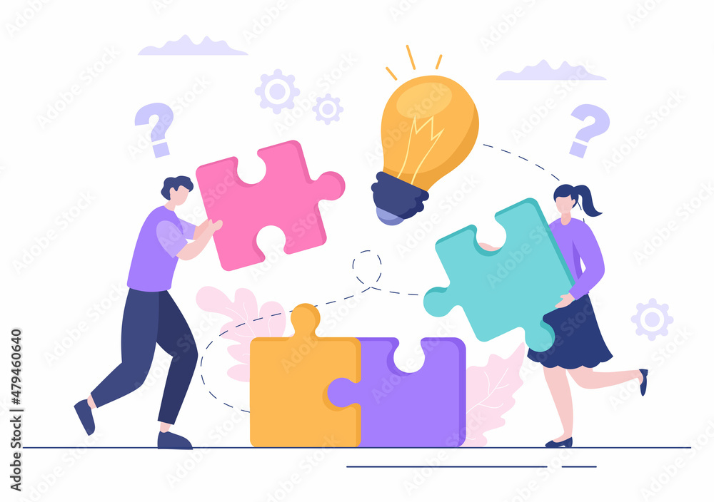 Problem and Solution in Business Solving to Look Ideas with the Concept of Teamwork Can use for Web Banner or Background Flat Illustration Problem and Solution in Business Solving to Look Ideas with the Concept of Teamwork Can use for Web Banner or Background Flat Illustration