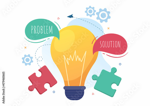 Problem and Solution in Business Solving to Look Ideas with the Concept of Teamwork Can use for Web Banner or Background Flat Illustration