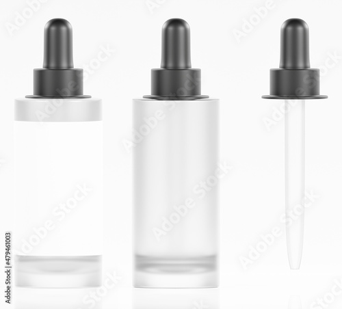 bottle isolated on white Serum bottle, Dropper Bottle with label and without label, dropper