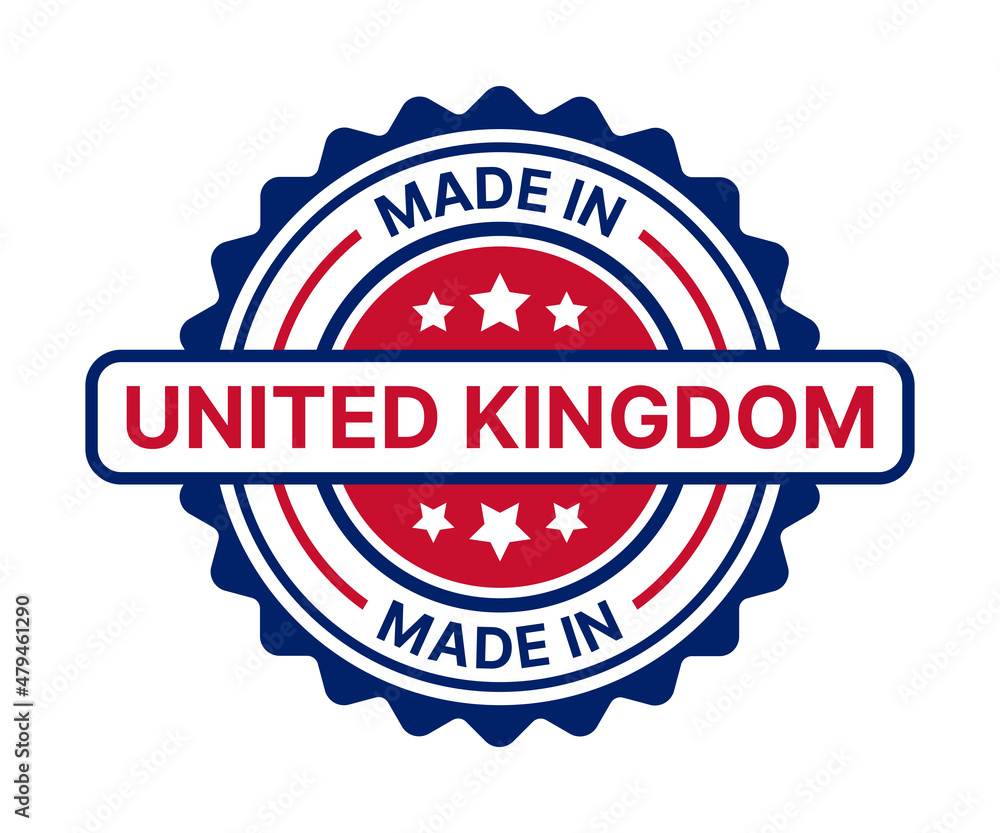 Obraz premium Made in United Kingdom badge stamp icon vector illustration