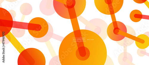 Abstract background. Round dots connected by lines. Trendy techno business template for wallpaper, banner, background or landing
