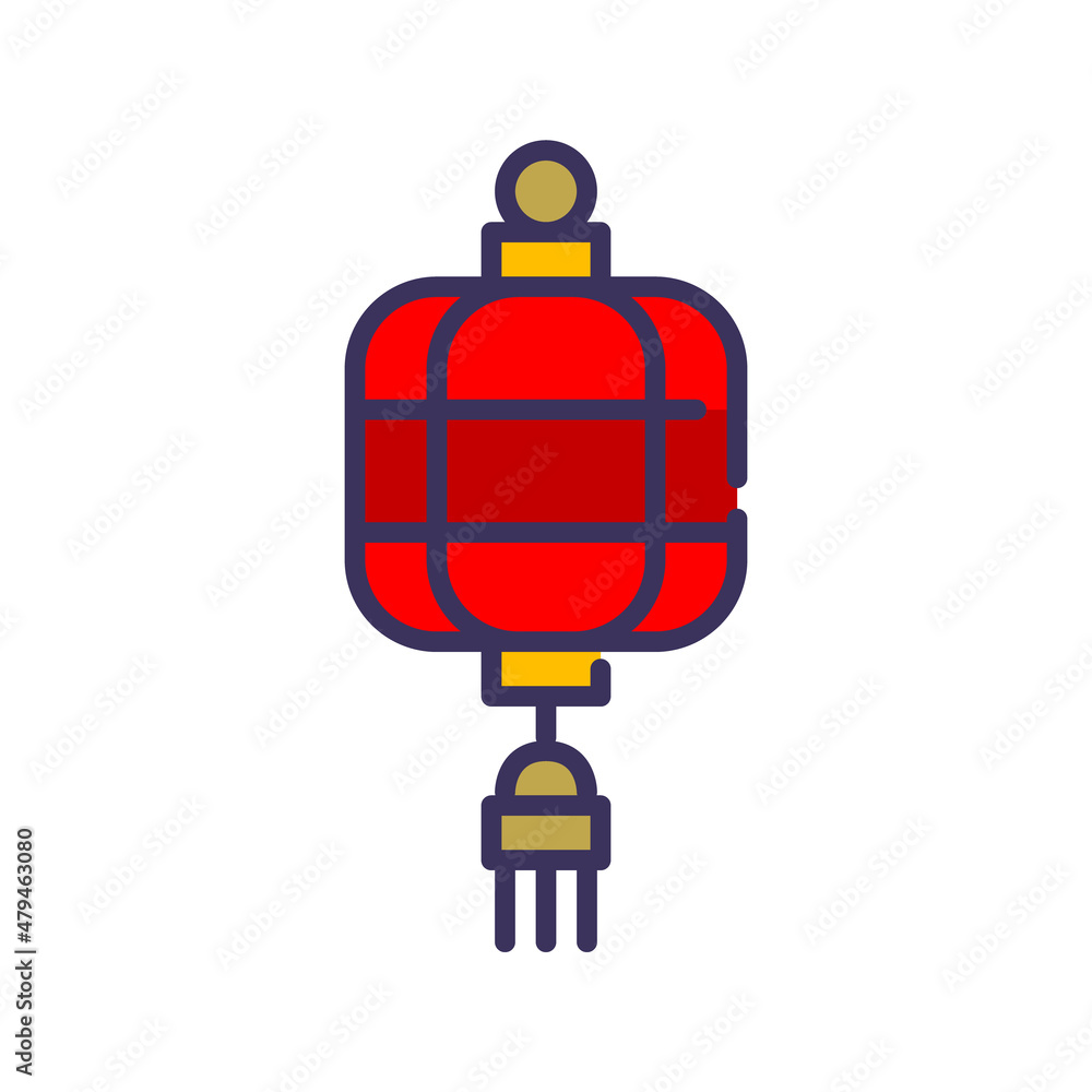 Chinese New Year traditional red lantern. Pixel perfect, editable stroke icon