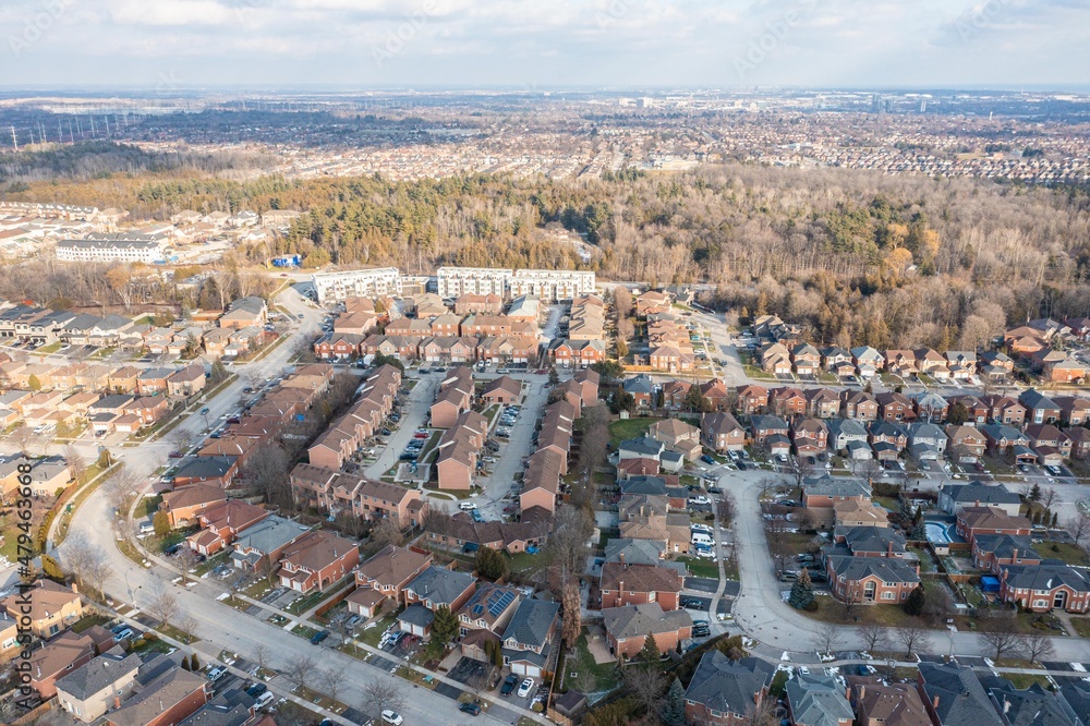 Pickering Houses  drone view Alton rd and finch ave , Rouge national urban park and Toronto zoo