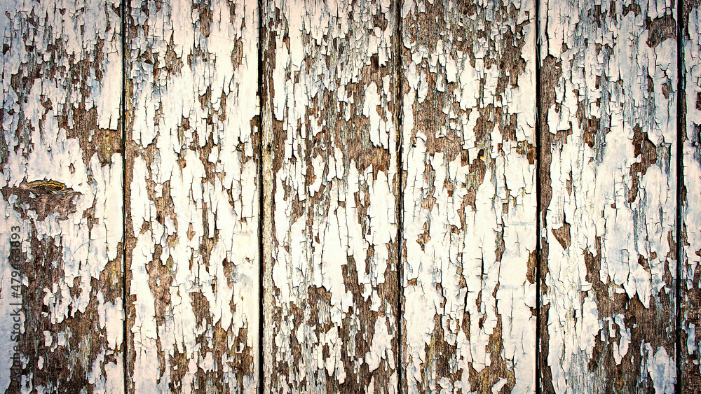 Obraz premium ペンキの剥がれた木製の壁の背景テクスチャー