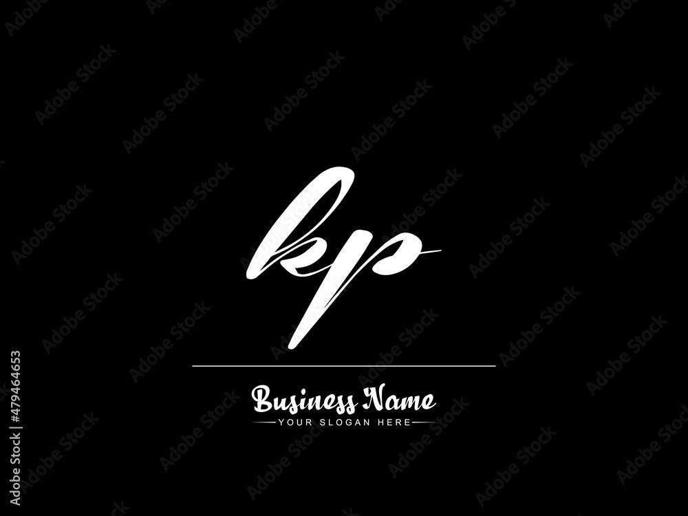 Signature KP Logo, Kp k&p logo handwriting beauty salon fashion modern and luxury letter icon design - obrazy, fototapety, plakaty 