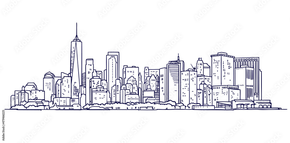 New York City skyline illustration vector