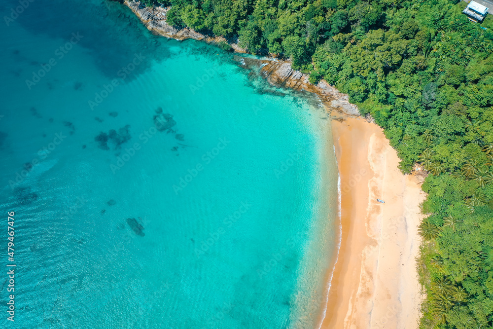 Aerial view of Laem Singh beach in Phuket, Thailand