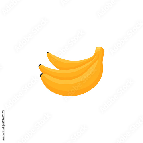 Banana bunch vector illustration. Yellow banana tropical plant food, cartoon realistic drawing isolated on white.