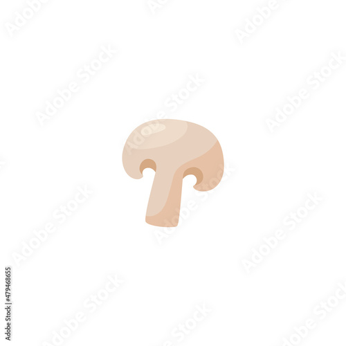 Champignon mushroom cartoon vector drawing. White mushroom for salad and sauce cooking. Vector element isolated.