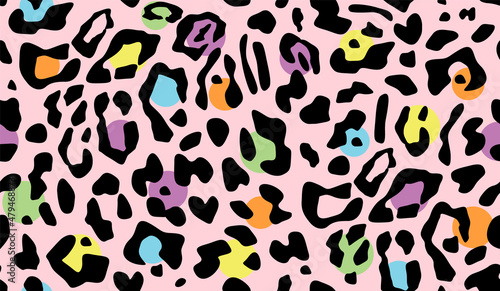 Animal seamless pattern abstract leopard or cheetah. Exotic colorful leopard design hand drawn