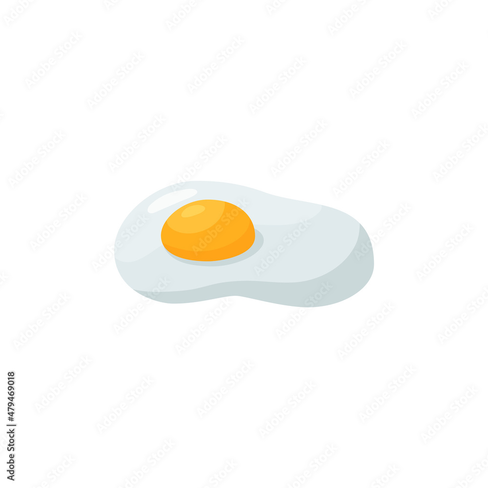 Fried egg or scramble for breakfast with yellow yolk in flat illustration Fried egg or scramble for breakfast with yellow yolk in flat illustration