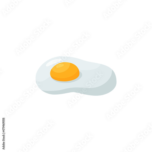 Fried egg or scramble for breakfast with yellow yolk in flat illustration