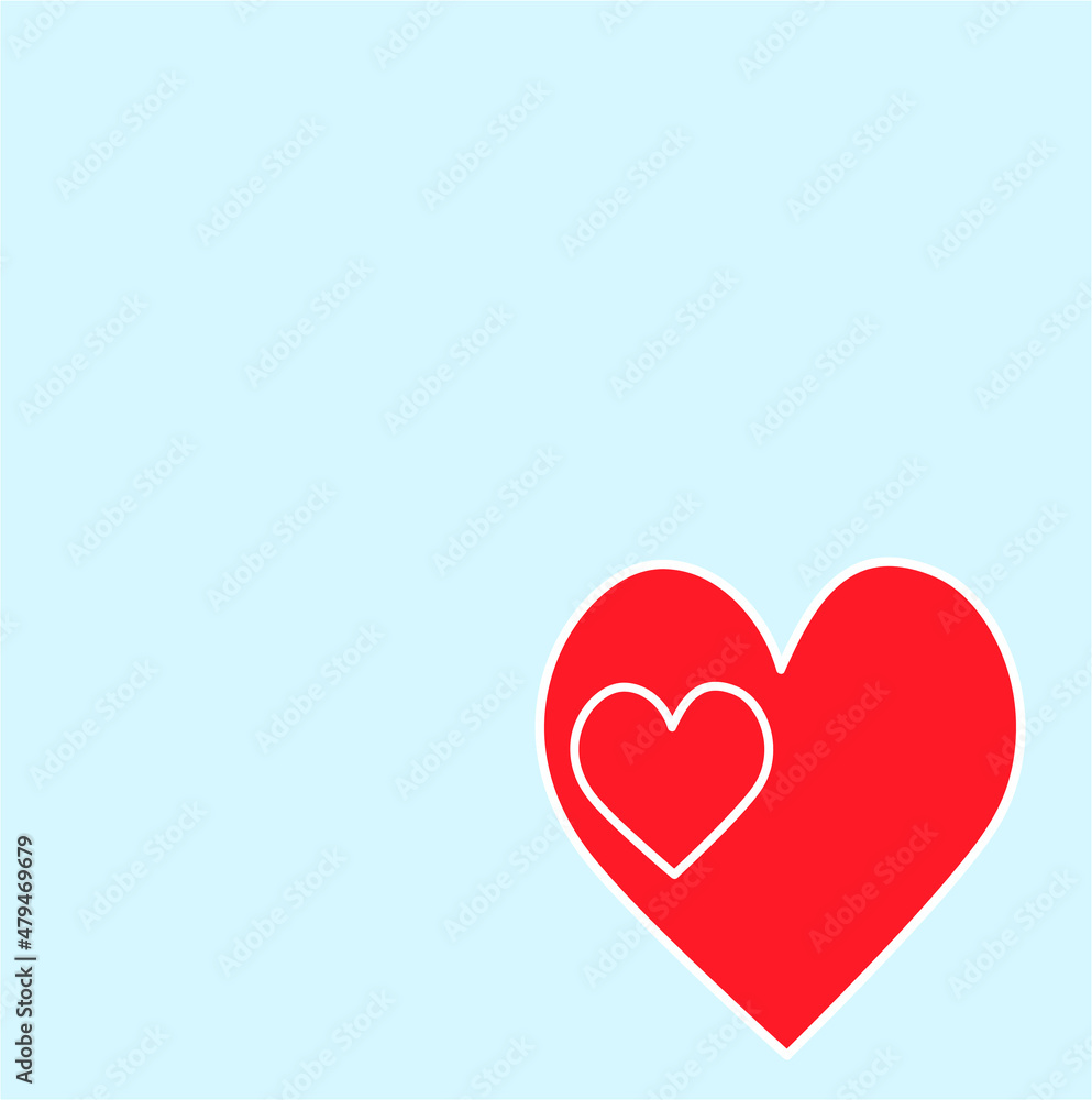 a heart within a heart, a valentine's day symbol on a blue background, a place for your text, a copy of the space, a template for a greeting poster, postcards, banners 