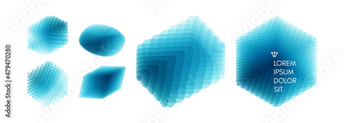 Set of various overlapping elements. Abstract geometric design. Vector illustration for banners, placards, posters or flyers.