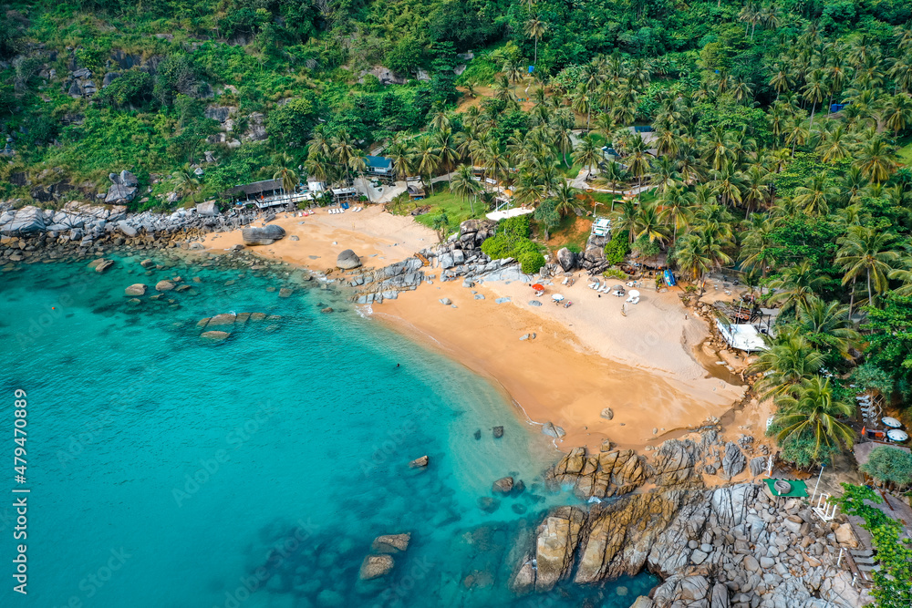 Nui Beach Black Rock viewpoint in Phuket, Thailand