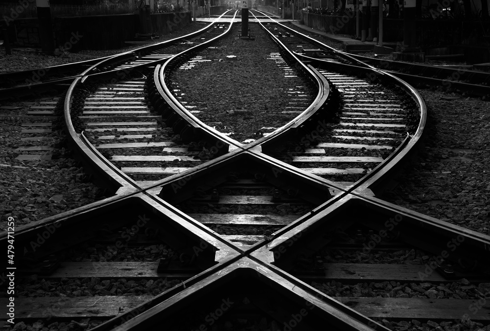 Railway track with switch and interchange