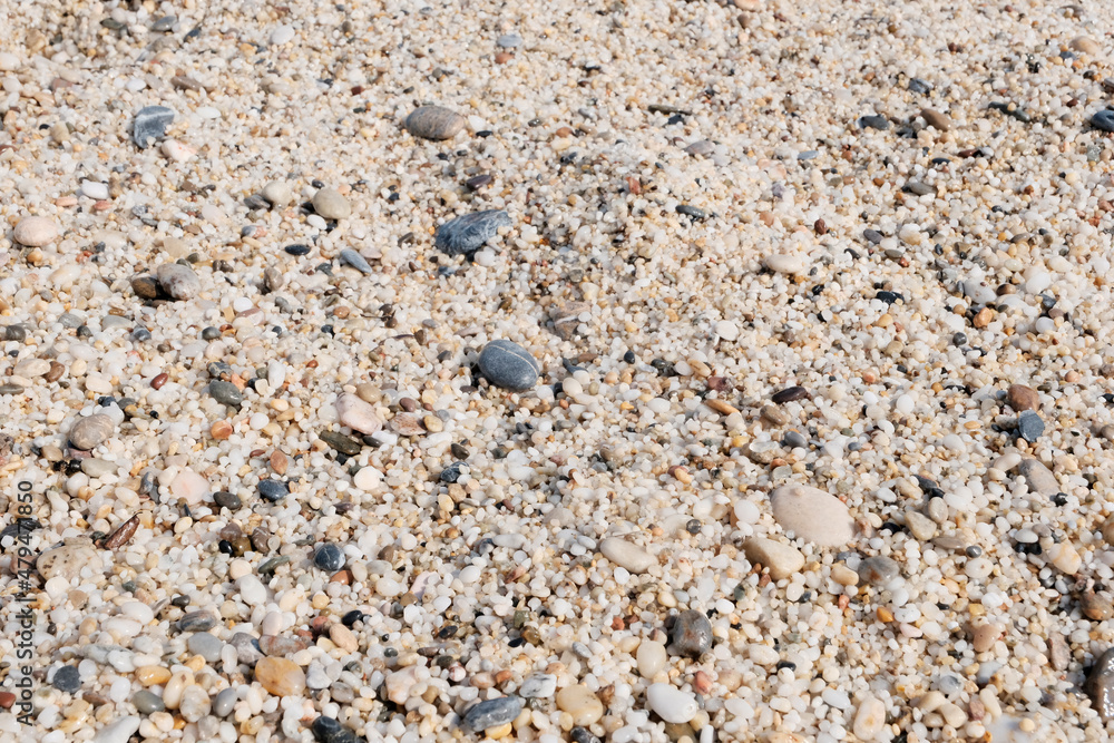 The sand on the beach is fine, natural stone. Concept of sandy stone wallpaper, background and decor, light brown color. The sand on the beach is fine, natural stone. Concept of sandy stone wallpaper, background and decor, light brown color.