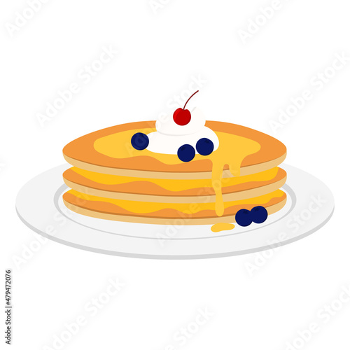 pancake clipart vector design with maple and honey syrup